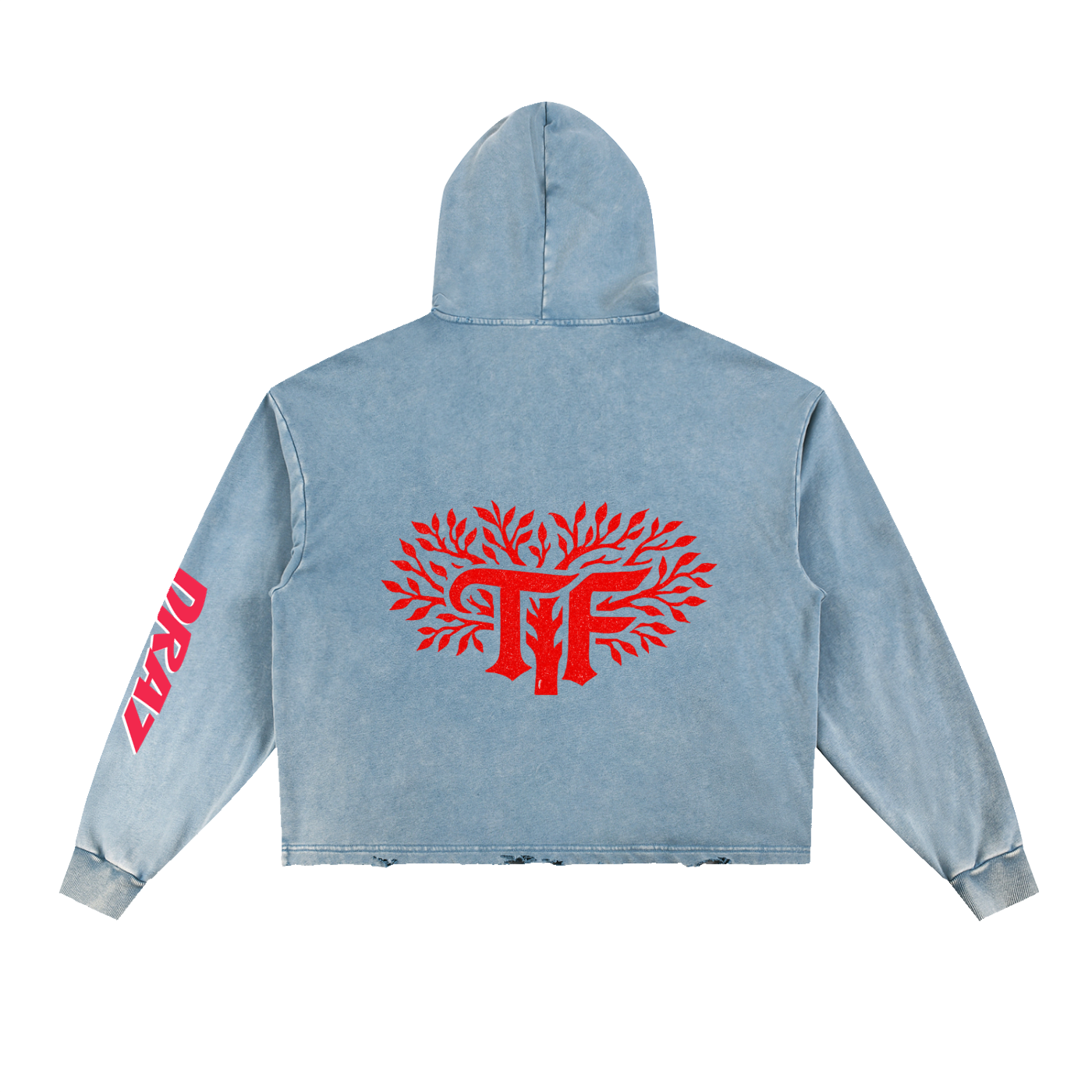 Vintage Washed Frayed-Hem Hoodie