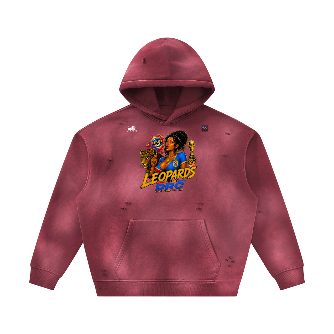 Unisex Sunfade Frayed Fleece Hoodie