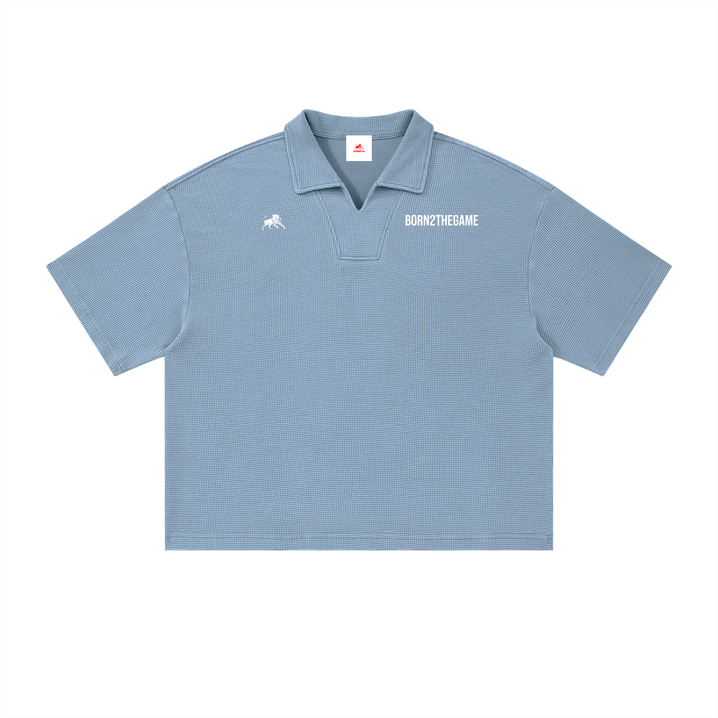 Unisex Vintage Wash Waffle Boxy Polo Shirt