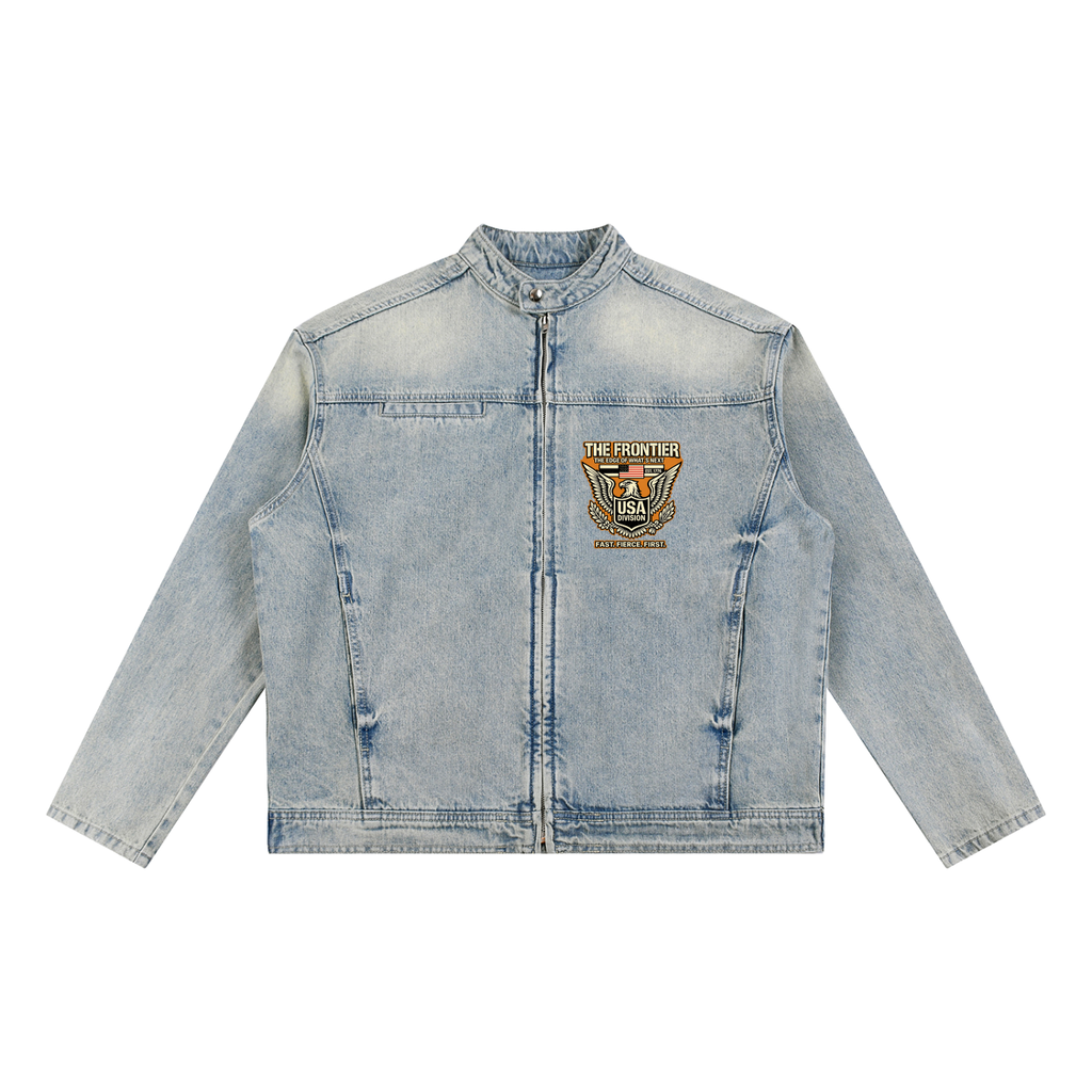 Vintage Wash Zip Denim Jacket
