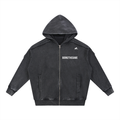Snow Washed Tape Raw Edge Zip Hoodie