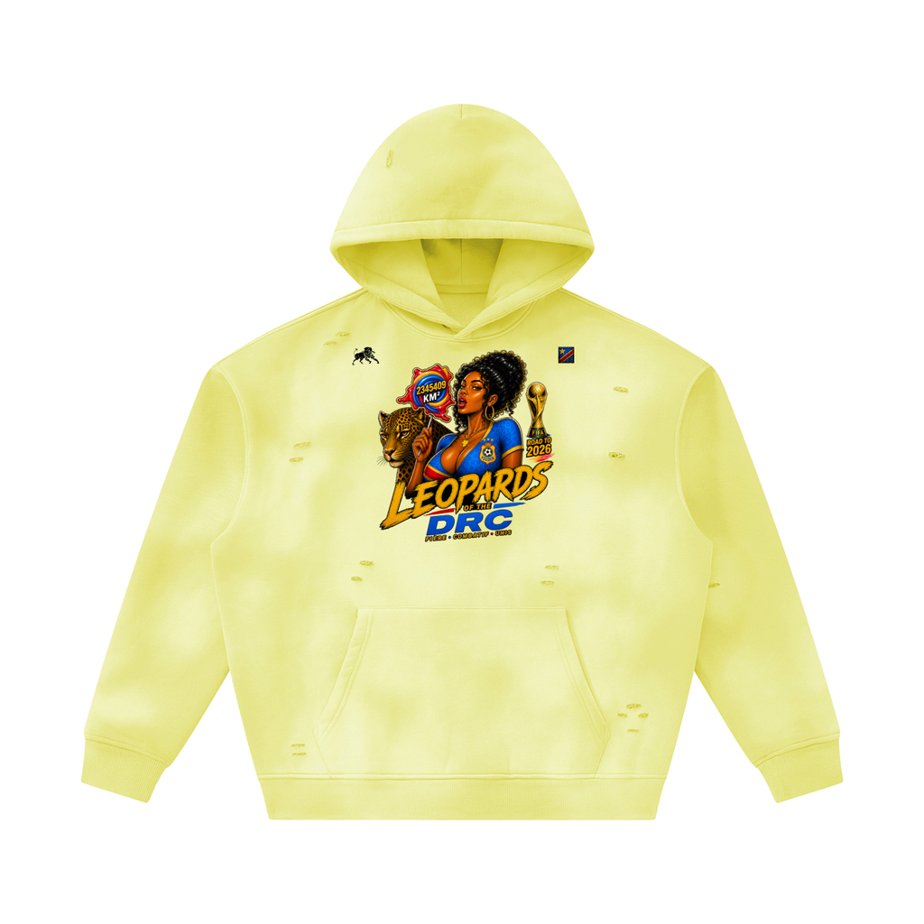 Unisex Sunfade Frayed Fleece Hoodie