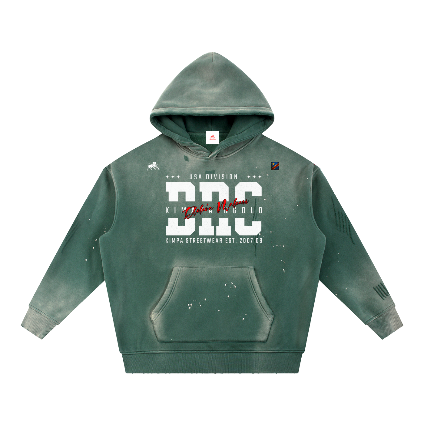 Vintage Washed Frayed Fleece Hoodie