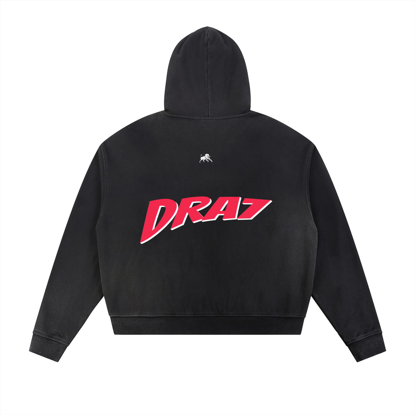 Sun Fade Frayed Raw Edge Fleece Zip Hoodie
