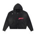 Sun Fade Frayed Raw Edge Fleece Zip Hoodie