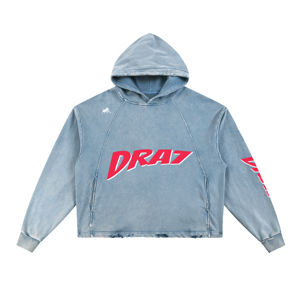 Vintage Washed Frayed-Hem Hoodie