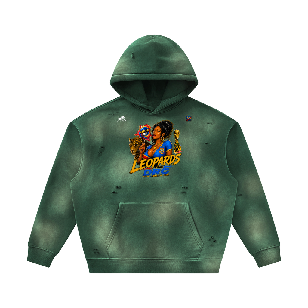 Unisex Sunfade Frayed Fleece Hoodie