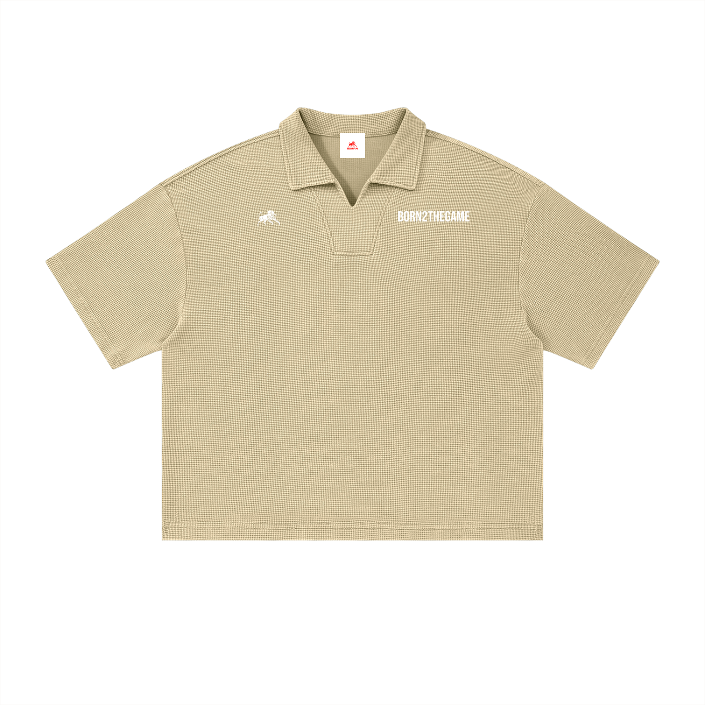 Unisex Vintage Wash Waffle Boxy Polo Shirt