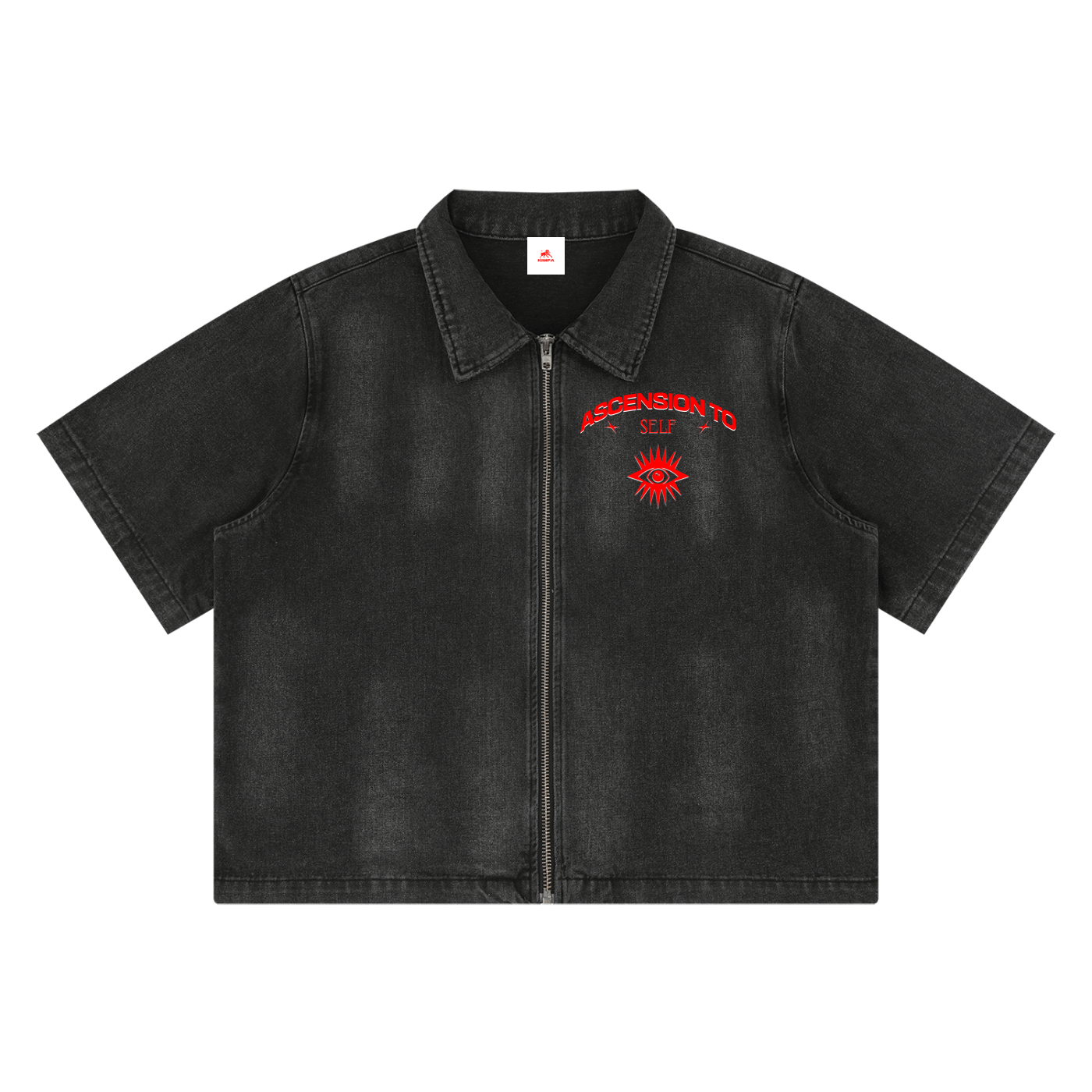 Unisex Vintage Washed Full-Zip Denim Shirt