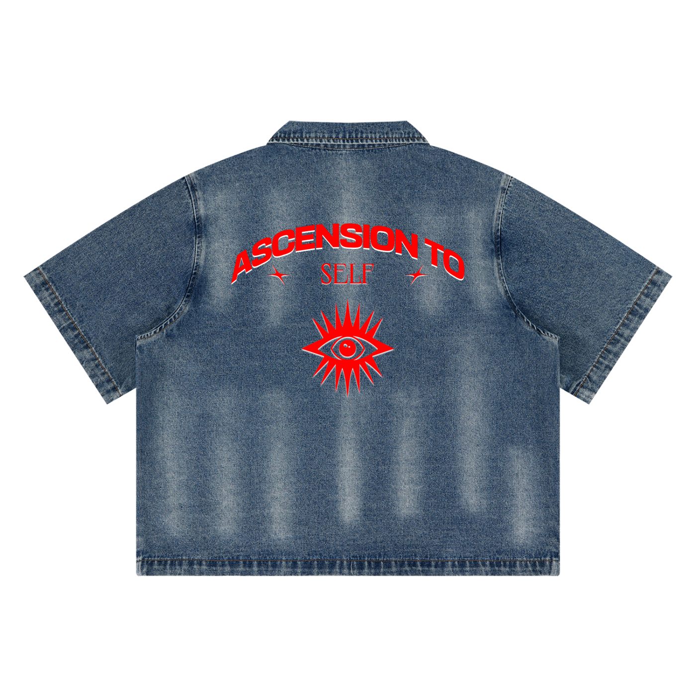 Unisex Vintage Washed Full-Zip Denim Shirt