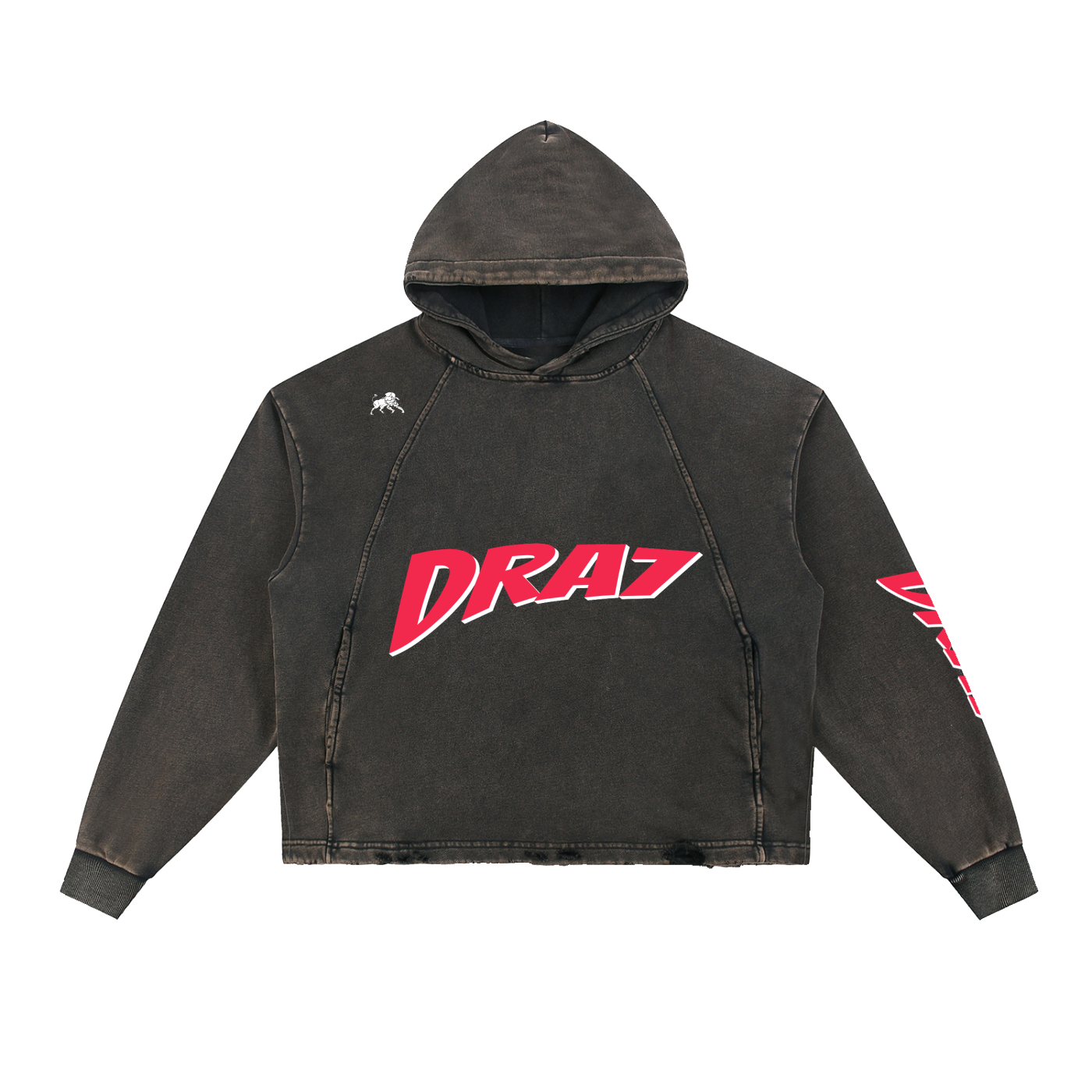 Vintage Washed Frayed-Hem Hoodie