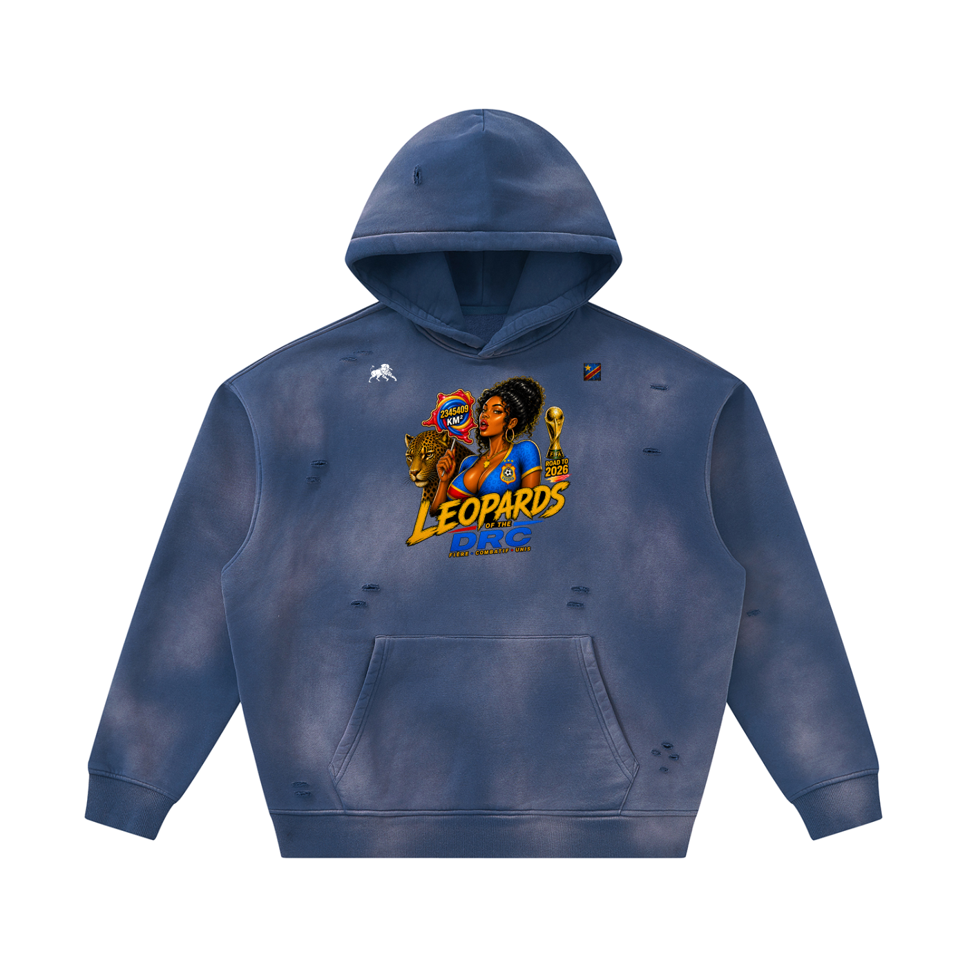 Unisex Sunfade Frayed Fleece Hoodie