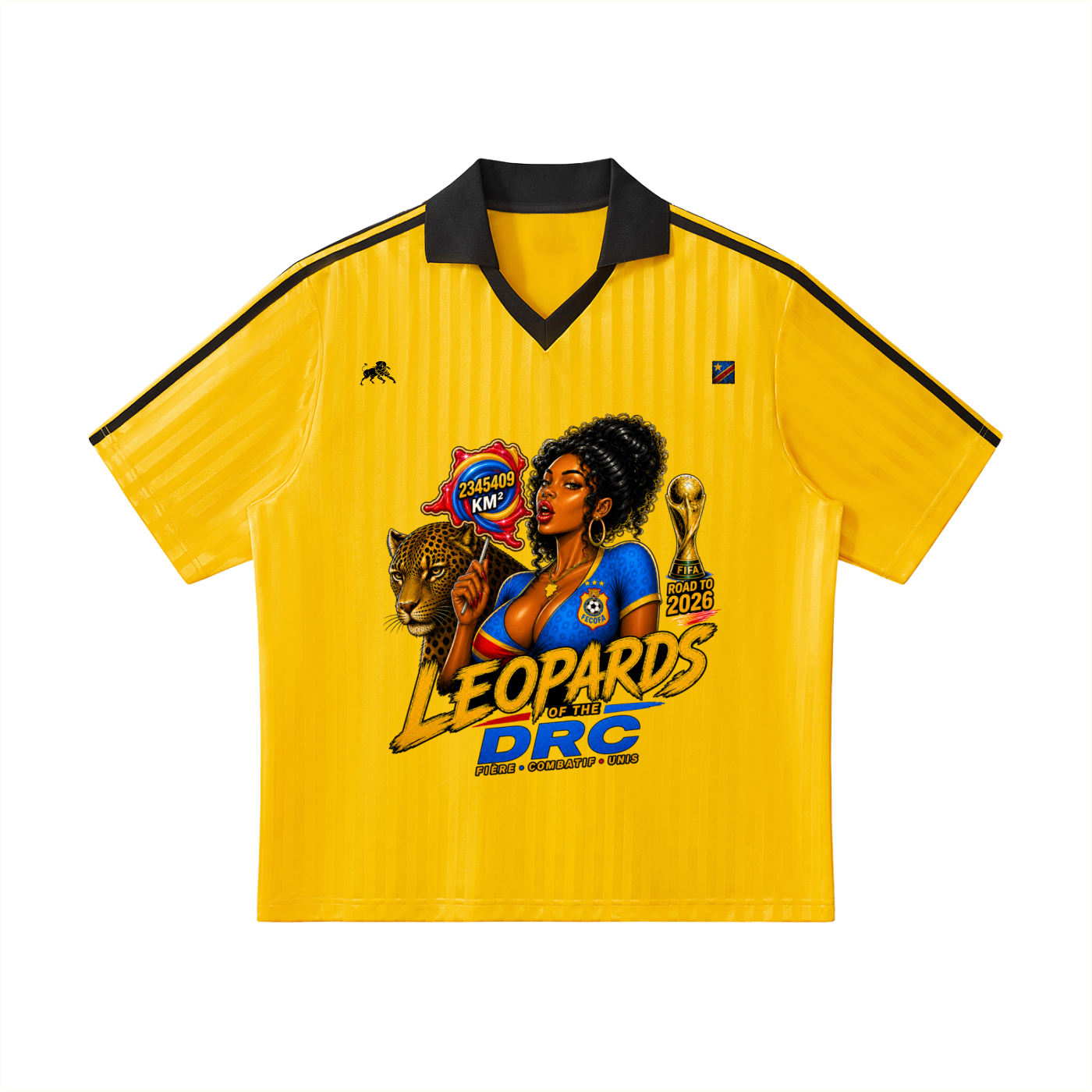 Contrast Collar Striped Soccer Jersey