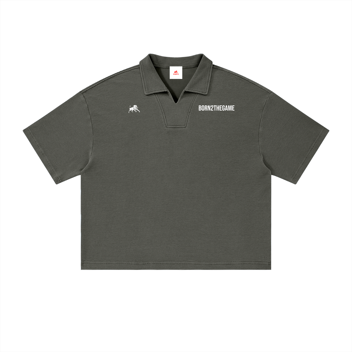 Unisex Vintage Wash Waffle Boxy Polo Shirt