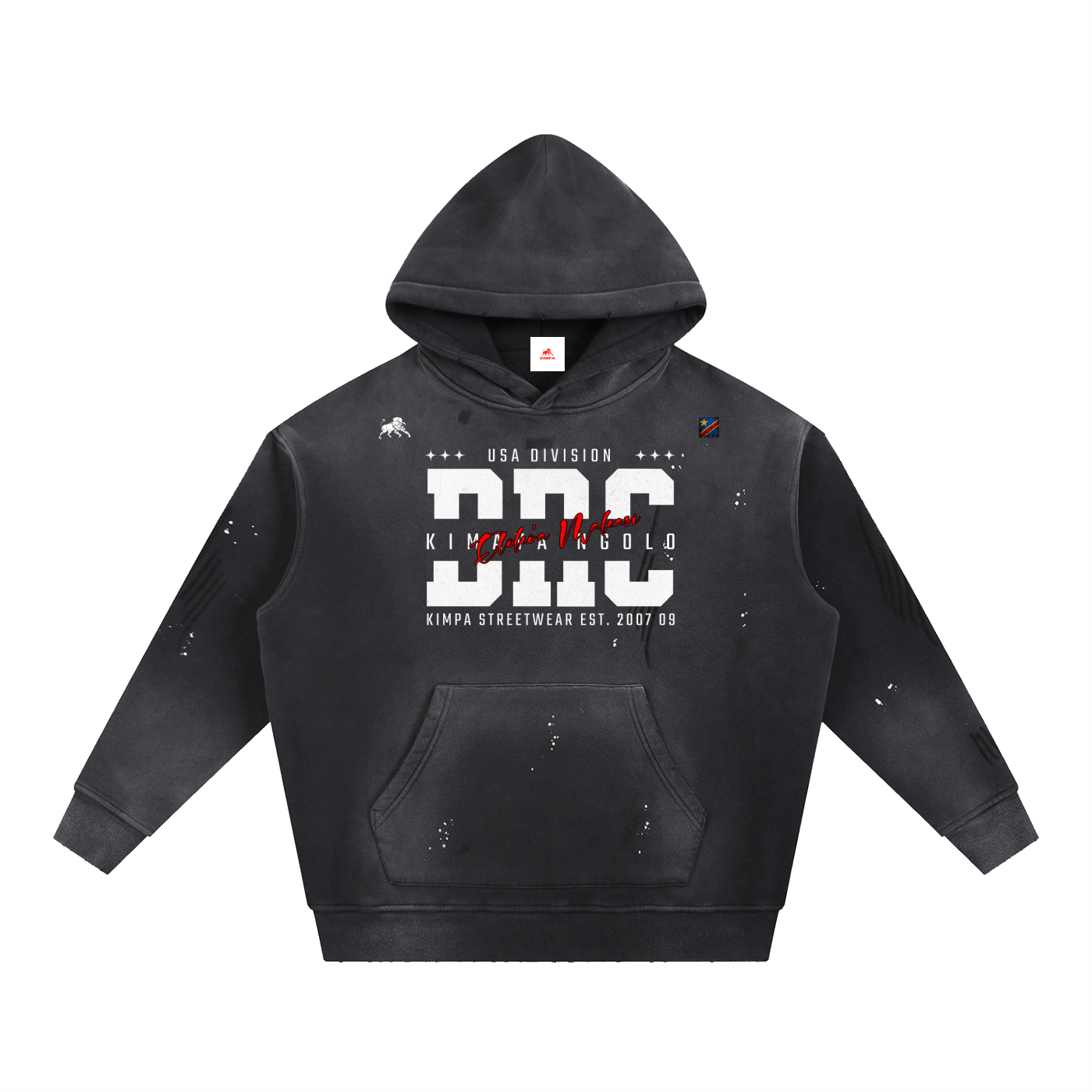 Vintage Washed Frayed Fleece Hoodie