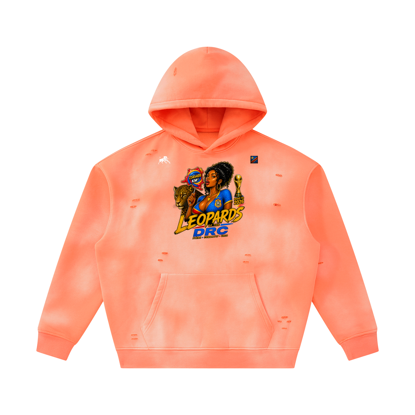 Unisex Sunfade Frayed Fleece Hoodie