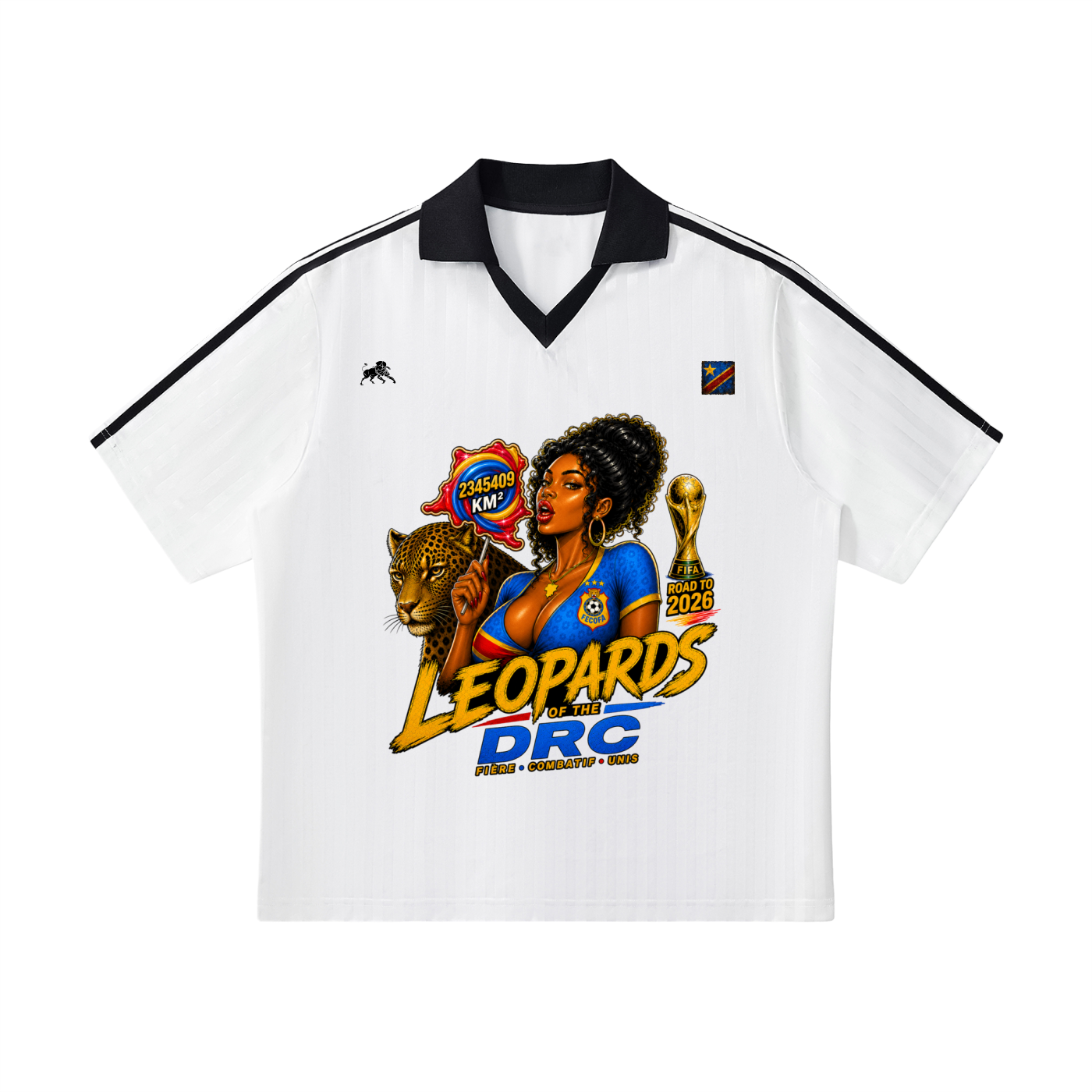 Contrast Collar Striped Soccer Jersey