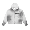 Sun Fade Frayed Raw Edge Fleece Zip Hoodie