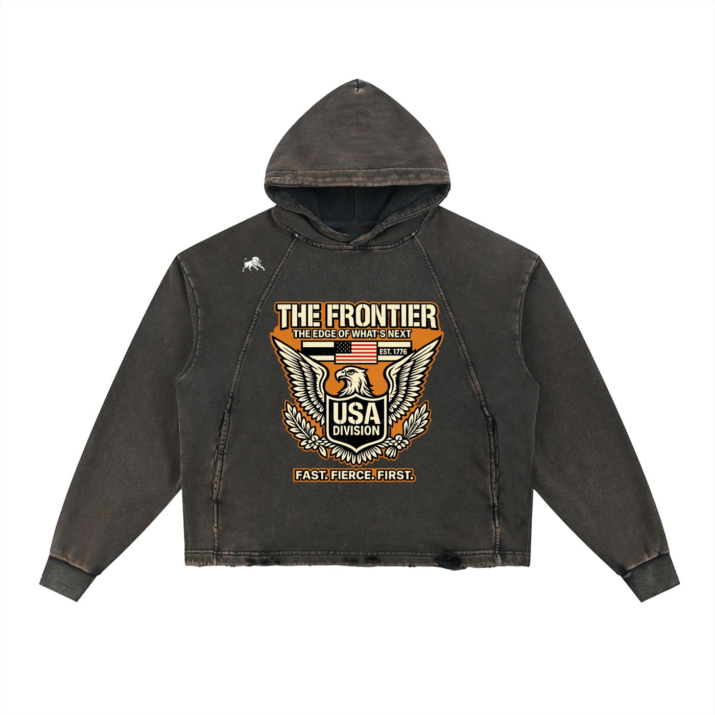 Vintage Washed Frayed-Hem Hoodie