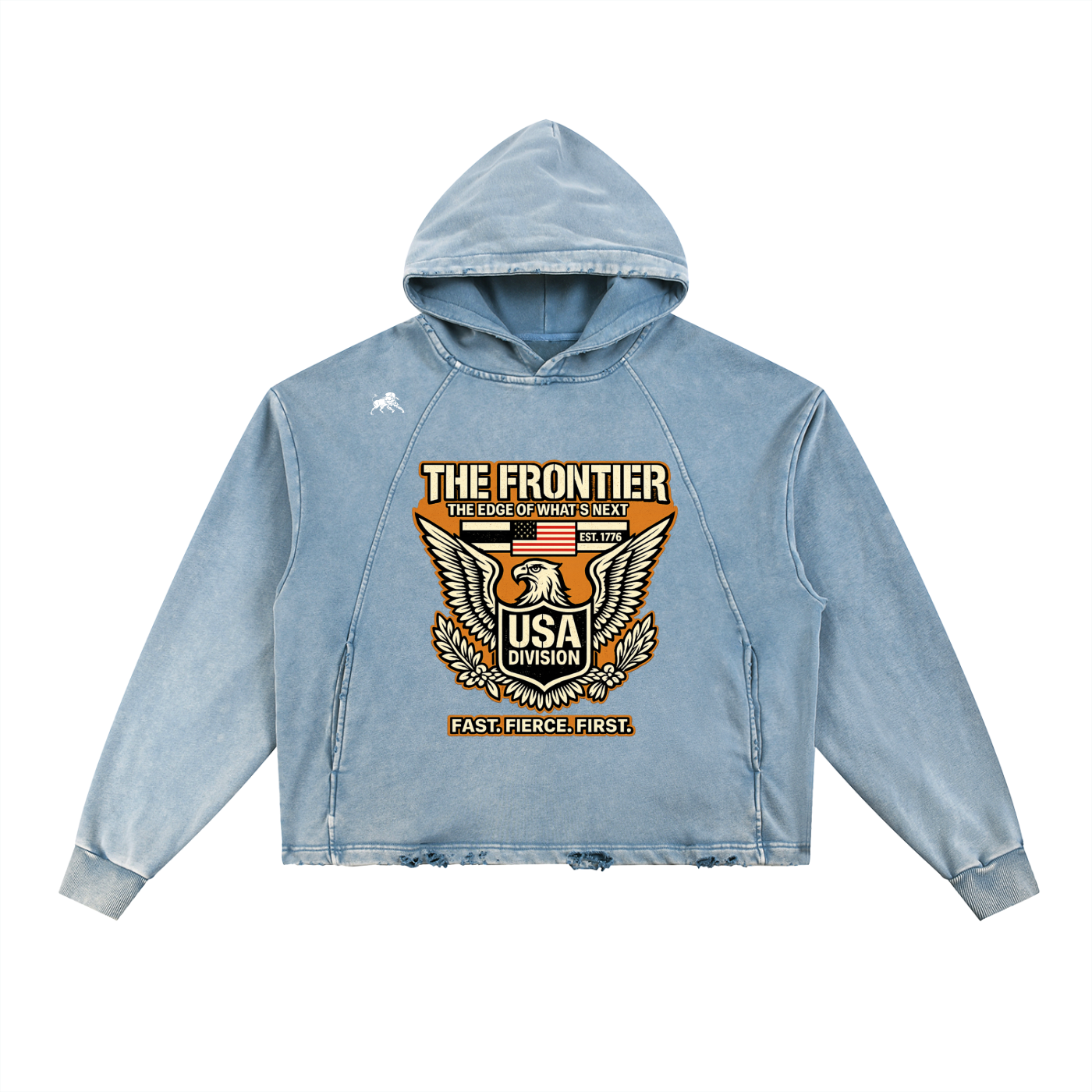 Vintage Washed Frayed-Hem Hoodie