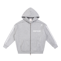 Contrast Tape Raw Edge Double Layered Zip Hoodie
