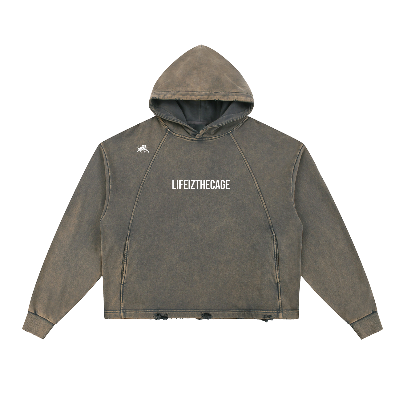 Vintage Washed Frayed-Hem Hoodie
