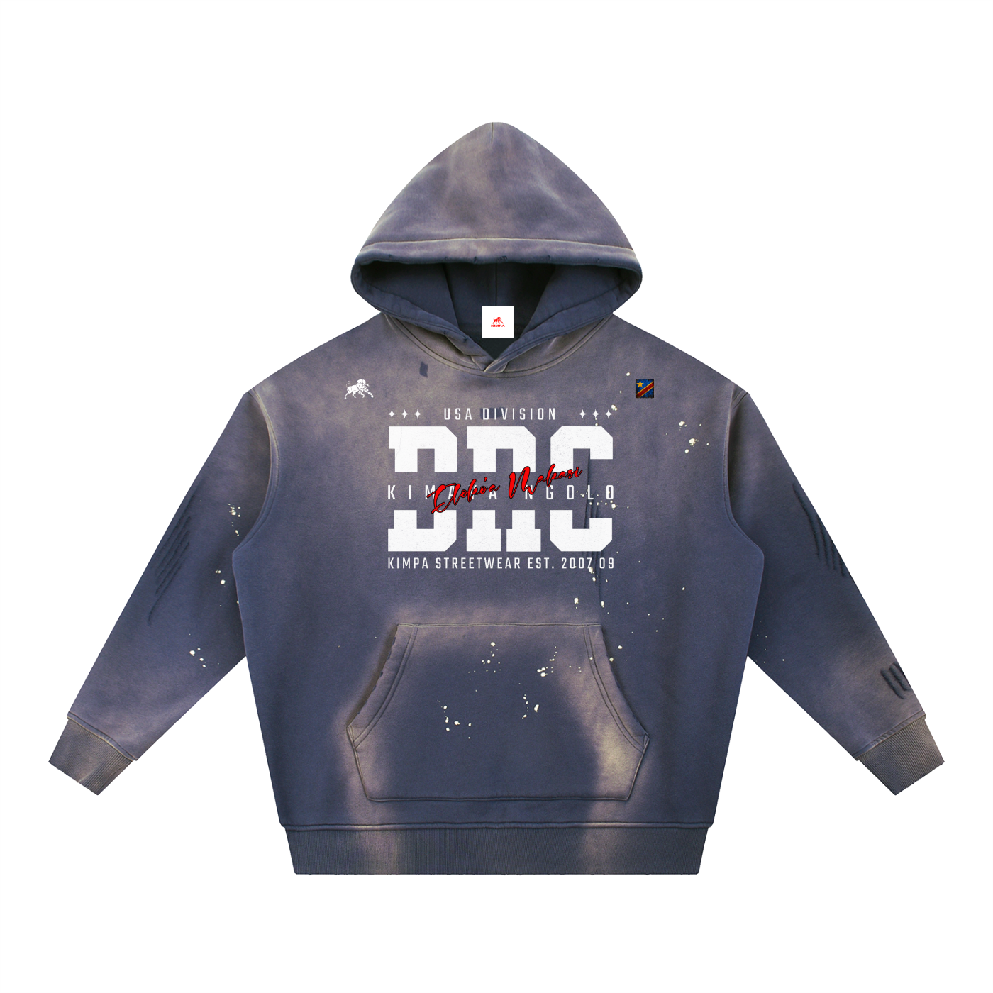 Vintage Washed Frayed Fleece Hoodie