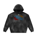 Unisex Sunfade Frayed Fleece Hoodie